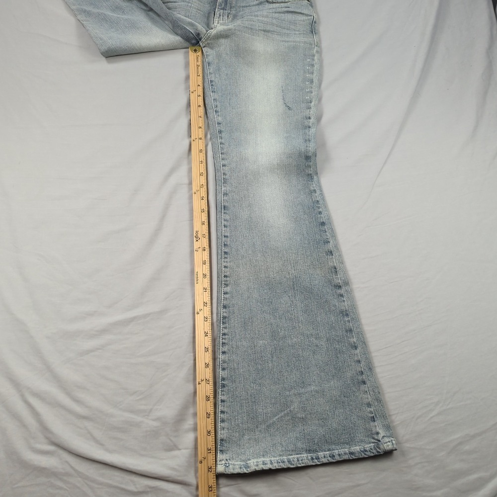 Guess Jeans Womens 31 Blue Flare Stretch Casual Faded Boho Hippie New - Picture 4 of 16